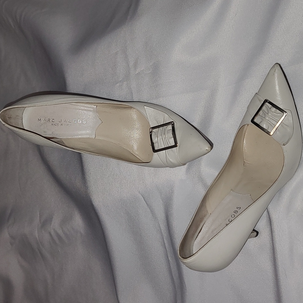 Marc Jacobs White Heels with Buckle Detail